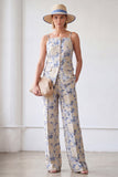 Fatos Jacquard de Duas Peças de Flor Azul de Dois Fatos Jacquard
