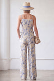 Fatos Jacquard de Duas Peças de Flor Azul de Dois Fatos Jacquard