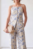 Fatos Jacquard de Duas Peças de Flor Azul de Dois Fatos Jacquard