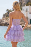 Vestido de regresso a casa, Blush A-Line A-Line Blush sem alças, Espartilho floral sem alças