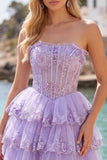 Vestido de regresso a casa, Blush A-Line A-Line Blush sem alças, Espartilho floral sem alças