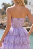 Vestido de regresso a casa, Blush A-Line A-Line Blush sem alças, Espartilho floral sem alças