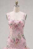 Vestido de regresso a casa com lantejoulas cor-decote quadrado com lantejoulas cor-decote quadrado e folhos