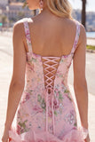 Vestido de regresso a casa com lantejoulas cor-decote quadrado com lantejoulas cor-decote quadrado e folhos