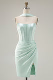 Espartilho Bodycon Bodycon Mint com Vestido de Finalistas com Fenda