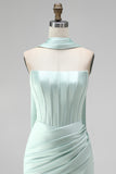 Espartilho Bodycon Bodycon Mint com Vestido de Finalistas com Fenda