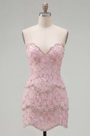 Vestido Bodycon Bodycon Sweetheart Pink com contas