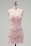 Vestido Bodycon Bodycon Sweetheart Pink com contas