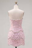 Vestido Bodycon Bodycon Sweetheart Pink com contas