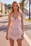 Vestido Bodycon Bodycon Sweetheart Pink com contas