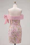Vestido de Homecoming Rosa Bodycon Bodycon Descoberto com Lantejoulas