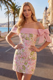 Vestido de Homecoming Rosa Bodycon Bodycon Descoberto com Lantejoulas