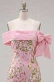 Vestido de Homecoming Rosa Bodycon Bodycon Descoberto com Lantejoulas