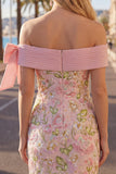 Vestido de Homecoming Rosa Bodycon Bodycon Descoberto com Lantejoulas