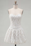 Vestido de Regresso ao Casamento Branco Floral A-Line