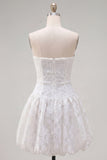 Vestido de Regresso ao Casamento Branco Floral A-Line