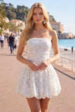 Vestido de Regresso ao Casamento Branco Floral A-Line