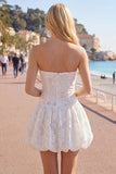 Vestido de Regresso ao Casamento Branco Floral A-Line