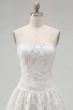 Vestido de Regresso ao Casamento Branco Floral A-Line