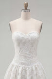 Vestido de Regresso ao Casamento Branco Floral A-Line