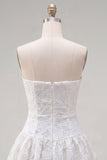 Vestido de Regresso ao Casamento Branco Floral A-Line