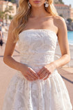 Vestido de Regresso ao Casamento Branco Floral A-Line