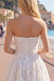 Vestido de Regresso ao Casamento Branco Floral A-Line