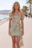 Vestido preto bodycon com flores de homecoming com faixa