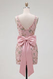 Vestido rosa bodycon bodycon floral de regresso a casa com fenda