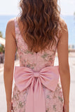 Vestido rosa bodycon bodycon floral de regresso a casa com fenda