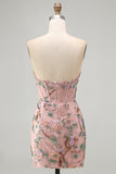 Vestido de Homecoming com Espartilho Floral Bodycon Bodycon Rosa Sweetheart com Missangas