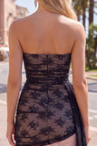 Vestido preto bodycon, justo, com missangas franzidas, vestido de boas-vindas e faixa