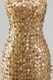 Vestido de Homecoming Bodycon Bodycon Dourado Dourado Cintilante Sem Alças