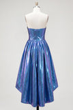 Vestido de Finalistas Asimétricos Azul Azul Metálico A-Line Sweetheart Alineado
