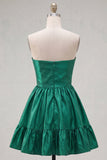 Vestido de Finalistas Verde-Escuro Verde Escuro com Folhos de A-Sing e Laço