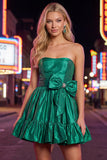 Vestido de Finalistas Verde-Escuro Verde Escuro com Folhos de A-Sing e Laço