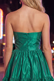 Vestido de Finalistas Verde-Escuro Verde Escuro com Folhos de A-Sing e Laço