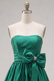 Vestido de Finalistas Verde-Escuro Verde Escuro com Folhos de A-Sing e Laço