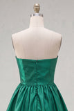 Vestido de Finalistas Verde-Escuro Verde Escuro com Folhos de A-Sing e Laço