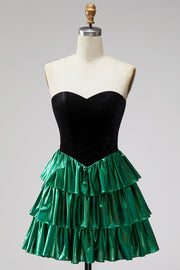 Sweetheart A-Line Preto Verde Vestido de Regresso a Casa com Rendas Levantadas nas Costas