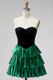 Sweetheart A-Line Preto Verde Vestido de Regresso a Casa com Rendas Levantadas nas Costas