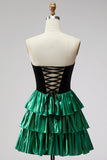 Sweetheart A-Line Preto Verde Vestido de Regresso a Casa com Rendas Levantadas nas Costas