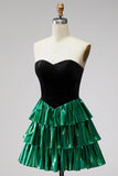 Sweetheart A-Line Preto Verde Vestido de Regresso a Casa com Rendas Levantadas nas Costas