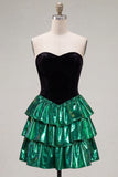 Sweetheart A-Line Preto Verde Vestido de Regresso a Casa com Rendas Levantadas nas Costas