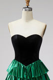 Sweetheart A-Line Preto Verde Vestido de Regresso a Casa com Rendas Levantadas nas Costas