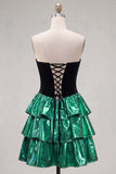Sweetheart A-Line Preto Verde Vestido de Regresso a Casa com Rendas Levantadas nas Costas