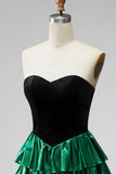Sweetheart A-Line Preto Verde Vestido de Regresso a Casa com Rendas Levantadas nas Costas
