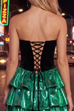 Sweetheart A-Line Preto Verde Vestido de Regresso a Casa com Rendas Levantadas nas Costas