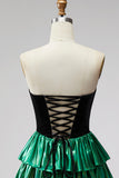 Sweetheart A-Line Preto Verde Vestido de Regresso a Casa com Rendas Levantadas nas Costas