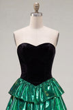 Sweetheart A-Line Preto Verde Vestido de Regresso a Casa com Rendas Levantadas nas Costas